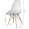 Fabulaxe Dining Chair w/Wooden Dowel Eiffel Legs, DSW Transparent Plastic Shell Accent Chair, Gray 4PK QI004627.GY.4 - alternate 7